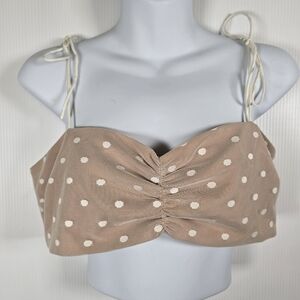 White Fox Women's Beige & White Polka Dot Bandeau Top Mesh Overlay Size L